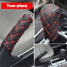 2Pcs/Set Faux Leather Hand Brake Shift Knob Cover Gear Case Car Interior Decor Gear Shift Collars 2024 - buy cheap