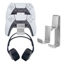 Dual Wall Mount Stand Hanger for PS5 PS4 Game Controller Gamepad Headphone Headset Shelf Hook Holder Accessories 2024 - buy cheap