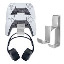 Suporte de parede duplo para ps5 ps4, suporte para controle e fone de ouvido, acessórios de prateleira 2024 - compre barato