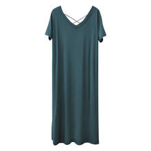 Vestidos informales de algodón de manga corta para mujer, ropa cómoda con cuello en V, color liso, para el hogar, verano, 2021 2024 - compra barato