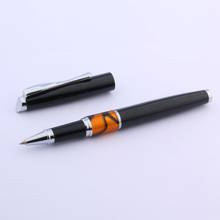 new metal black Orange Acrylic With Silver Trim gift Rollerball Pen 2024 - купить недорого