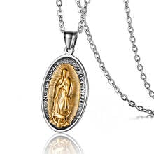 Colgante ovalado de la Virgen María para hombre y mujer, collar Punk de acero inoxidable sólido, joyería Unisex, envío directo 2024 - compra barato