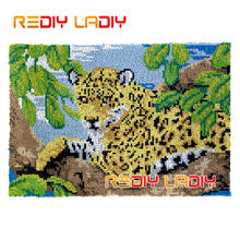 Kits de gancho de leopardo em uma árvore, tapete bordado de pelúcia para parede, tapete de crochê para artesanato e crianças 2024 - compre barato