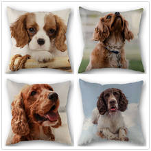 Custom Cocker Spaniel Cute Dog Cotton Linen Square Zippered Pillow Cover For Office Family Customize Your Picture 45*45cm DIY 2024 - buy cheap