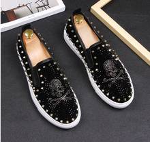 NEW luxury Genuine Leather Men Slippers Superstar Casual Low Top Rivets Men Loafers Round Toe Flat Wedding dress Shoes size38-44 2024 - buy cheap