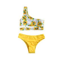 Kids Girls Swimwear Bikini Set 2PCS Swimsuit Floral Print Crop Tops Triangle Panty Children Swimming Set Bathing Suit Summer New 2024 - buy cheap