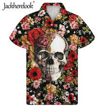 Jackherelook Guayabera Cuban Shirts for Men's Rose Skull Brand Designer Short Sleeve Tops Shirt Summer Hawaiian Skulls Clothing 2024 - buy cheap