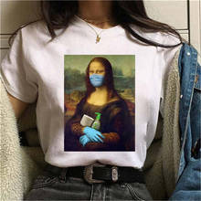 Mona Lisa Mask Aesthetic Harajuku T Shirt Women Ullzang Vintage Graphic T-shirt Funny Cartoon 90s Tshirt Korean Top Tees Female 2024 - купить недорого