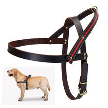 No Pull Leather Dog Harness Soft Genuine Leather Medium Large Dog Pet Harness Vest Adjustable for Pitbull Bulldog Big Dog 2024 - buy cheap