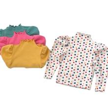 Blusa de algodão de manga comprida para bebês, camiseta infantil de gola alta para crianças, nova roupa 2021 para primavera 2024 - compre barato