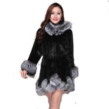 Faux Fur coat Women autumn and winter Mink coat Fox fur collar Hooded jacket Plus size 6XL top Fur female christmas clothes 2024 - buy cheap