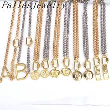 5Pcs  Initial letters pendants necklace round charm pendants gold chain necklace choose letters 2024 - buy cheap