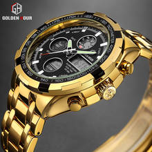GOLDENHOUR Luxury Brand Men's Fashion Sport Watches Quartz Digital Analog Clock Man Full Steel Wrist Watch relogio masculino 2024 - buy cheap