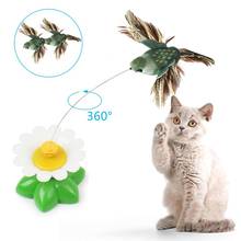 Brinquedo elétrico para gatos, brinquedo que gira o pássaro, borboleta, divertida, com folhas verdes, interativo, para arranhar, suprimentos para animais de estimação 2024 - compre barato