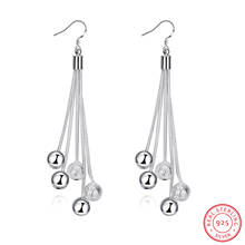 Lekani 925 Sterling Silver Bridal Jewelry Beads Ball Long Tassel Drop Earrings For Women Brincos Boucle D'oreille Oorbellen 2024 - buy cheap