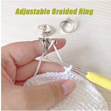 Anillo trenzado de ganchillo ajustable, anillo Vintage de Metal chapado en plata, accesorios de costura para tejer a mano, 5 uds. 2024 - compra barato