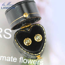 LAMOON натуральный Африканский Лабрадорит 925 серебряные серьги-гвоздики для женщин 14K позолоченные Помолвочные ювелирные изделия корейские серьги EI143 2024 - купить недорого