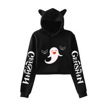 2021 New Genshin Impact Hu Tao Crop Hoodie Sweatshirts Women Cat Pullover Girl Kawaii Harajuku Tracksui 2024 - buy cheap