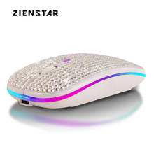 Zienstar Bling Dazzling Rechargeable 2.4GHz+5.2 Bluetooth Wireless Mouse Covered with Crystal Diamond Rhinestone RGB Backlit 2024 - buy cheap