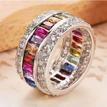 Роскошное цветное женское кольцо с цирконом, геометрические Стразы, винтажные кольца для женщин, квадратное Кристальное кольцо на палец, женские обручальные кольца, подарок 2024 - купить недорого
