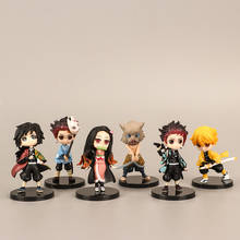 6pcs Kimetsu no Yaiba Action FIgures Anime Statue Demon Slayer Model Kamado Tanjirou Hashibira Inosuke Agatsuma Zenitsu Kid Toy 2024 - buy cheap