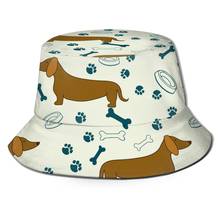 CINESSD 2021 Women Summer Cartoon Dog Dachshunds Pattern Bucket Hat Bob Fisherman hat Outdoor Travel Sun Visor Fashion Panama 2024 - buy cheap