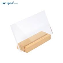 130*90mm Acrylic Label Frame Merchandise Price Tag Poster Stand Wooden Photo Wood Picture Holder Desk Sign Clip 2024 - buy cheap