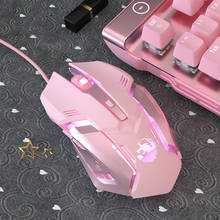 Mouse ergonômico para jogos de computador, com 6 botões, led 2400 dpi, rosa, para pc e notebook 2024 - compre barato