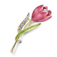 2021 pingente elegante broche de flor de tulipa pino cristal roupas vestido para casamento acessórios de joias 2024 - compre barato