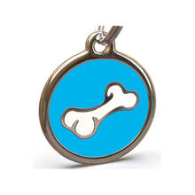 4-colors  Bone Pattern Cute Dog Tags Circular Alloy Material Tags Pet Jewelry Necklace Nameplate Anti-lost Pendant Metal Keyring 2024 - buy cheap