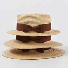 Sombreros De Sol De trigo Natural para mujer, sombrero De paja, gorra De ala plana para playa, con lazo, para vacaciones 2024 - compra barato