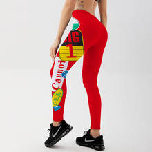 Qickitout Sexy Women's Red Leggings Smiley Face Sign Print Push Up Fitness Workout Legging Oversize 2024 - buy cheap