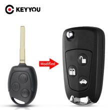 KEYOU 10X новый модифицированный чехол для ключей складной флип-чехол для ключей с дистанционным управлением Fob для Ford Focus Mondeo Fiesta 3 кнопки с лезвием HU101 2024 - купить недорого