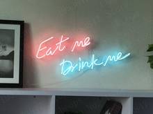 Eat Me Drink Me-letreros de neón para decoración de habitación de niñas, tubo de cristal Real para cerveza, Bar, Pub, hecho a mano, letrero de luz de 14 pulgadas, regalo 2024 - compra barato