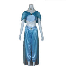 Aladdin fantasia feminina de princesa jasmine, conjunto de roupas para festa de halloween 2024 - compre barato