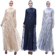 Рамадан блесток для женщин абайя турецкие платья хиджаб мусульманский кафтан халат исламский Дубай одежда Jilbab вечернее платье Средний Восток 2024 - купить недорого