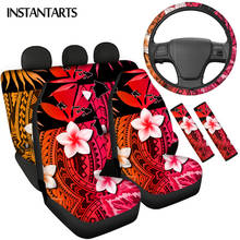 INSTANTARTS-funda protectora de asiento de coche con diseño de Plumeria, Protector para cinturón de seguridad, cubiertas duraderas para volante 2024 - compra barato