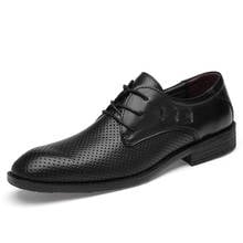 Zapatos Oxford transpirables para hombre, zapatos de vestir de cuero genuino, zapatos formales de moda para oficina y negocios, planos 2024 - compra barato