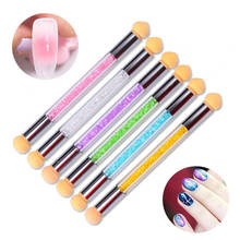 Hot 1 Pcs Double-ended Gradient Shading Pen Dotting Brush Sponge Head Rhinestone Handle Nail Art Brush Nail Art Painting Tool 2024 - buy cheap