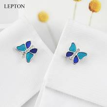 Lepton Cufflinks for mens shirts Cuff cufflinks animal butterfly button high quality Crystal Cufflink wedding Gift free shipping 2024 - buy cheap