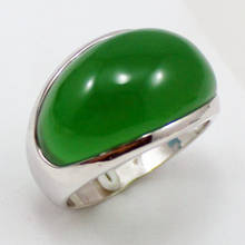 wholesale man's light green Natural Stone silver plated  ring #7--12 2024 - buy cheap