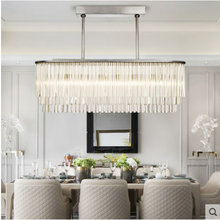 Fashion home dining chandelier Post-modern crystal glass rectangular new silver designer model dining room lamp 2024 - buy cheap