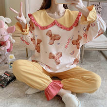Women Sleepwear Loose Version Pajamas Cotton Pullover Plus Size XXL Col Claudine Spring Fall Pyjamas Cartoon Nighty 2024 - buy cheap