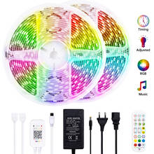 Fita de led colorida para luzes, wi-fi, bluetooth, sincronização com música, dc 12v, smd 5050, rgb, fita de diodo, 5m, 10m, 15m 2024 - compre barato
