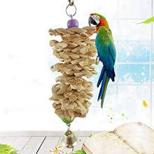 Brinquedos para pássaros papagaio canudo de apertar, suprimentos para mordida de grama, gaiola de pendurar para escalar com sino, produto natural com dropshipping 2024 - compre barato