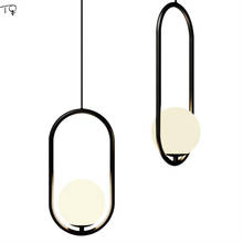 Lámpara colgante de bola de cristal, luces ovaladas de hierro, oro, negro, estilo nórdico clásico, Industrial, para mesita de noche, estudio, cafetería, Bar, restaurante 2024 - compra barato