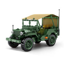 Bloques de construcción de vehículos militares SUV para niños, juguete de ladrillos para armar coche de la 2. ª Guerra Mundial, DIY 2024 - compra barato