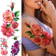 Tatuagens temporárias de peônia de aquarela para homens crianças realista rosa daffodil falso tatuagem adesivo pé braço lavável tatoo 2024 - compre barato