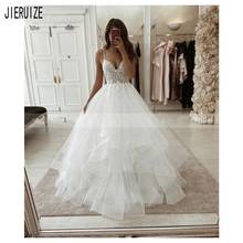 JIERUIZE белое свадебное платье в стиле бохо с бретельками и открытой спиной, многослойная юбка 2020, свадебные платья с оборками Vestido De Noiva 2024 - купить недорого