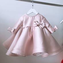 Vestido rosa con cuentas para niña, ropa de Navidad de manga larga para bautismo, vestidos para fiesta para recién nacidos, boda, 1er cumpleaños 2024 - compra barato